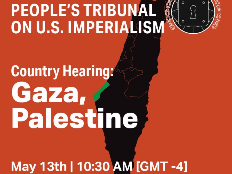 Saturday, May 13: Hearing on Gaza/Palestine